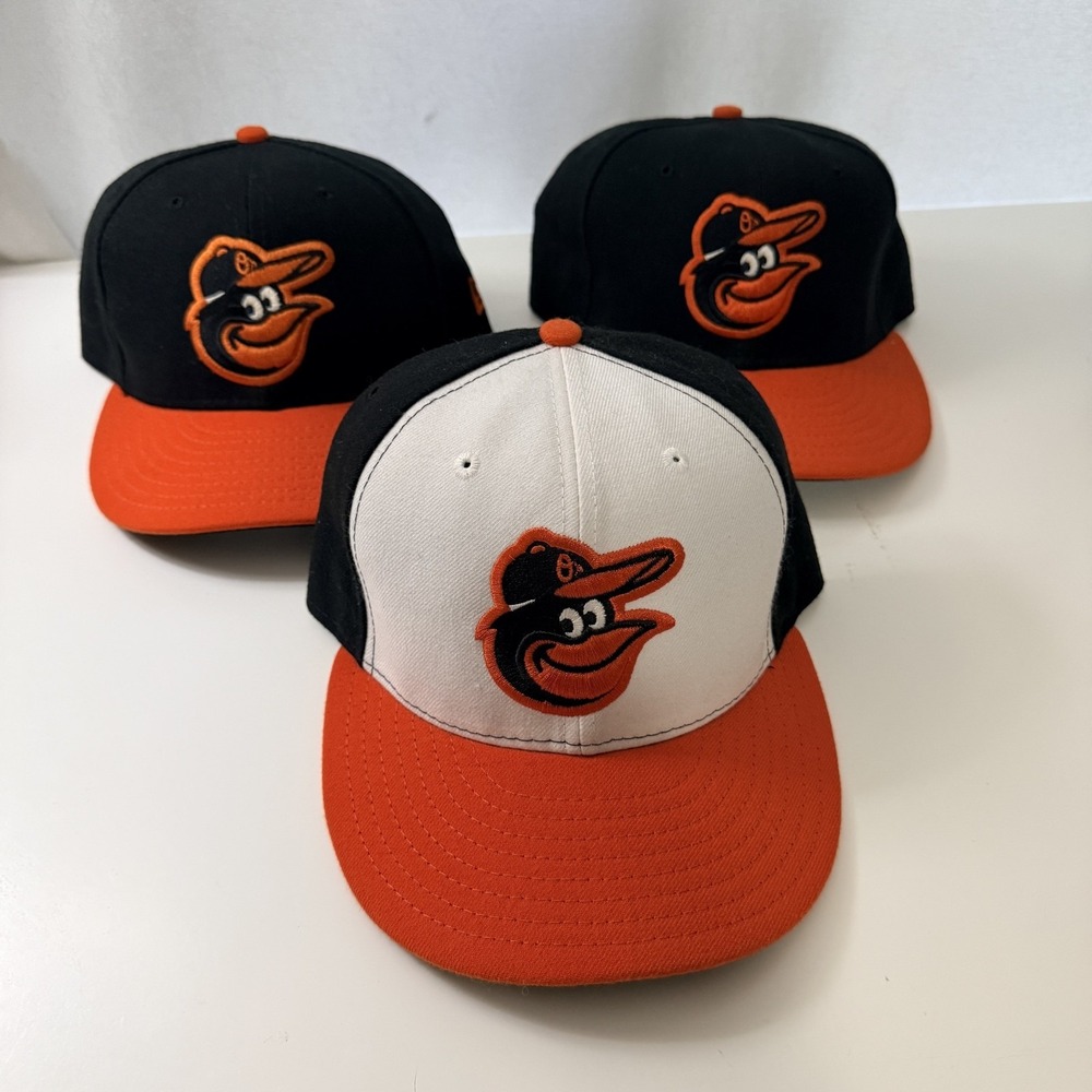 Baltimore Orioles Hat Cap Fitted Mens 7 1/8 Black MLB Baseball New Era Lot 3 USA